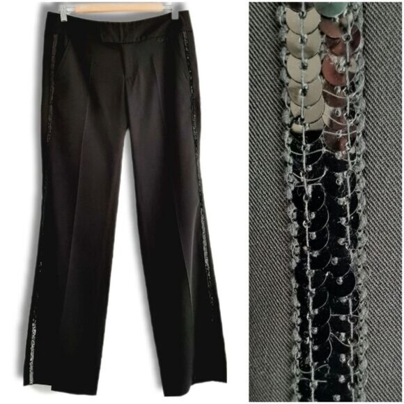 KILLAH by MISS SIXTY | Italy Side Sequin Tape Trousers Dress Pants Black Sz 28 - Picture 1 of 14